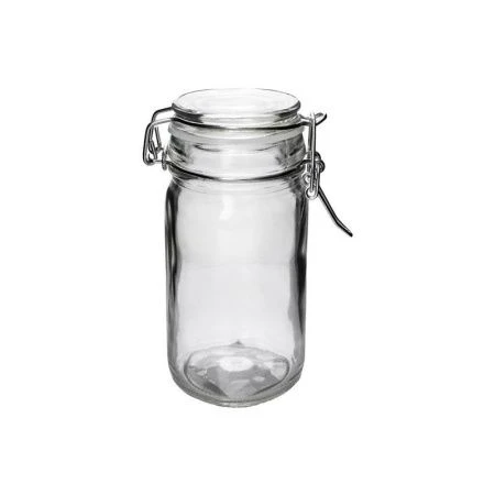 Банка для сыпучих продуктов 75мл стекло круглая с фиксатором JC-15961 (144)