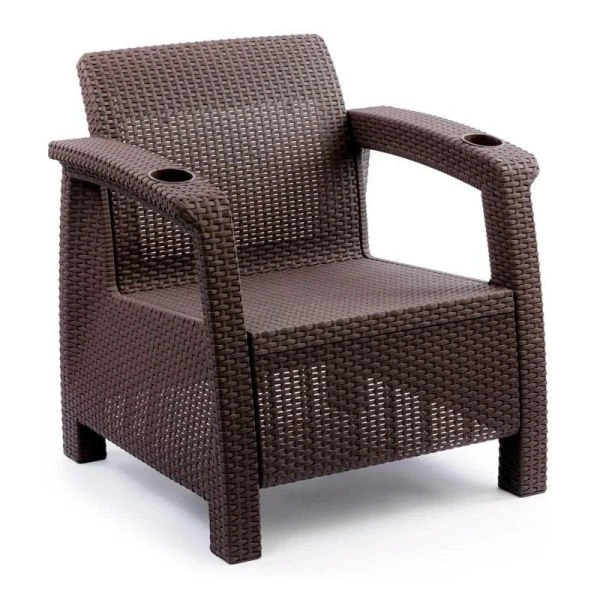 Кресло пластик Ротанг-плюс 73*70*79см венге (1) ВЫВОД