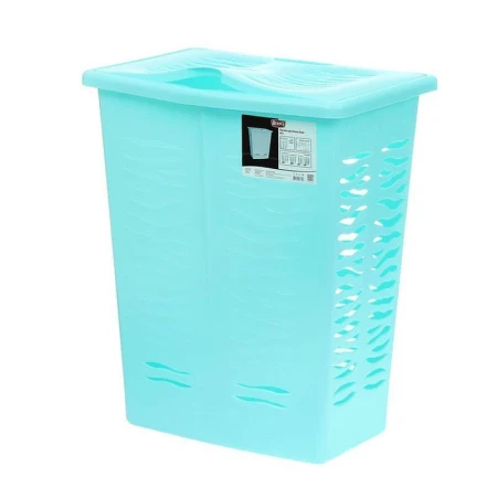 Корзина для белья 60л пластик AQUA бирюза 48*34*59,5см (6)