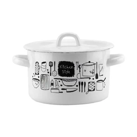 Кастрюля 2л эмаль KITCHEN белая с рис. 01-1610.1/4 (8)