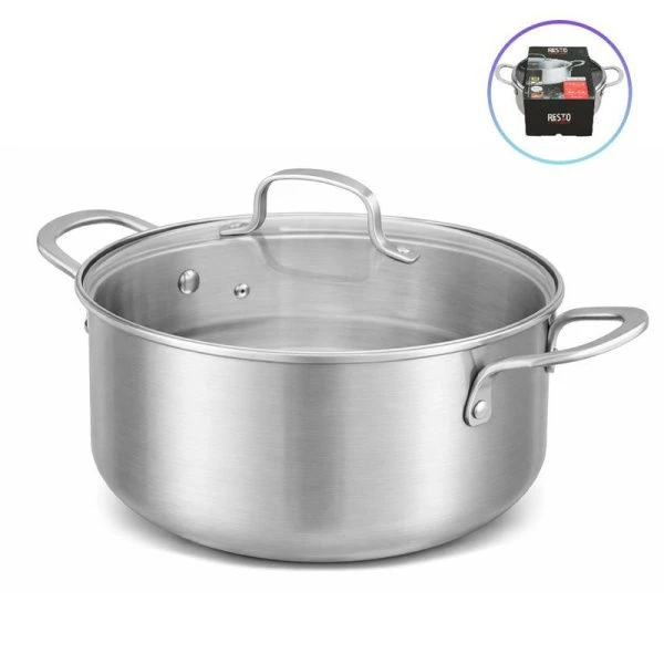 Кастрюля 7,3л h12см нерж.сталь Corvus со стеклянной крышкой 28см (4)