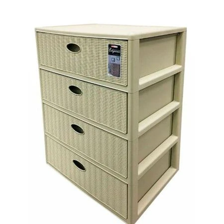 Комод 4-х секционный 55*41*78см пластик ЭЛЕГАНС серо-коричневый прямоугольный (1)