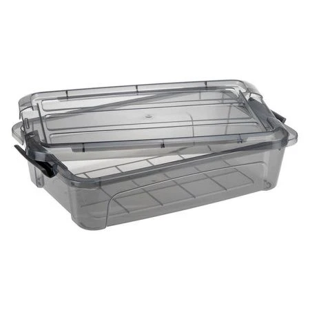 Ящик для хранения 2,8л 200*300*80мм пластик КИП с замками черный прозрачный (10)