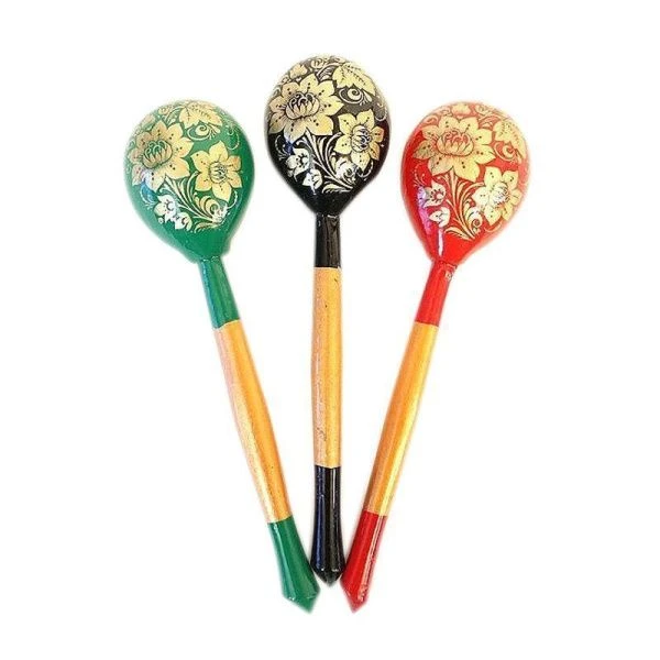 Ложка 14,7*3,5см дерево Золото чайная роспись (1)