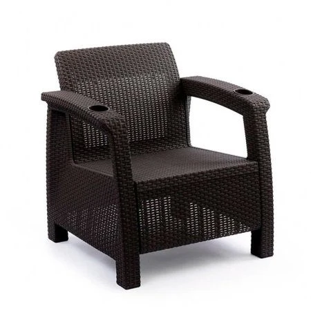 Кресло 73*70*79см пластик РОТАНГ-ПЛЮС мокко (1)