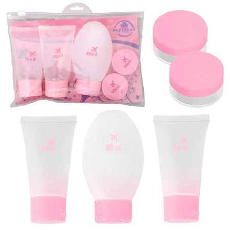 Дорожный набор 5пр (3 флакона 50/50/80мл, 2 баночки 10мл) пластик в косметичке Круиз (12/144)