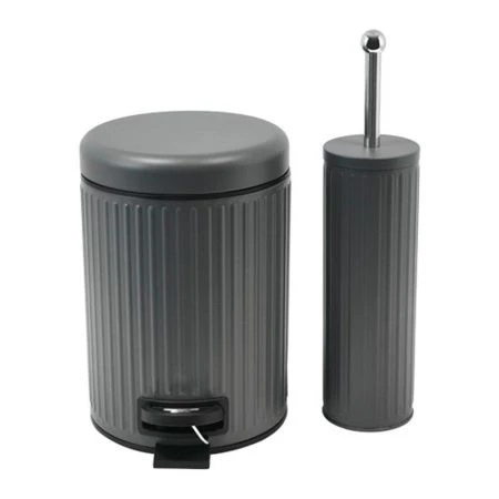 Набор для ванной комнаты 2пр (ведро с педалью 5л+ершик) металл/пластик сер ZYB091/JC-18257 (8)