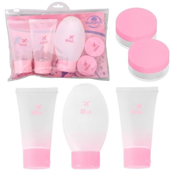 Дорожный набор 5пр (3 флакона 50/50/80мл, 2 баночки 10мл) пластик в косметичке Круиз (12/144)