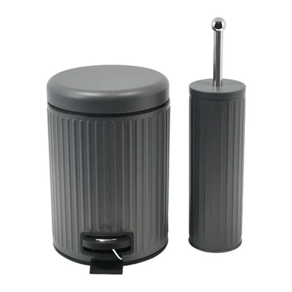 Набор для ванной комнаты 2пр (ведро с педалью 5л+ершик) металл/пластик сер ZYB091/JC-18257 (8)