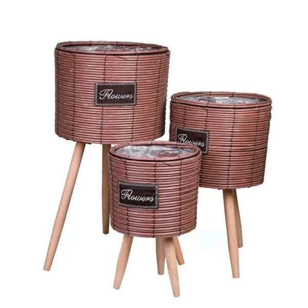 Корзинка плетеная 25*45см пластик круглая на ножках BY017 (12)