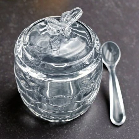 Банка для меда 240мл стекло Соты с пчелкой (72)