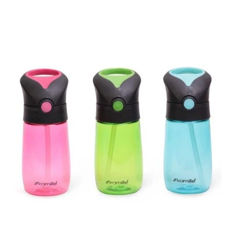 Бутылка для воды 350мл пластик с трубочкой МИКС арт. 2300 (40)