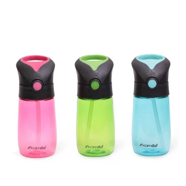 Бутылка для воды 350мл пластик с трубочкой МИКС арт. 2300 (40)