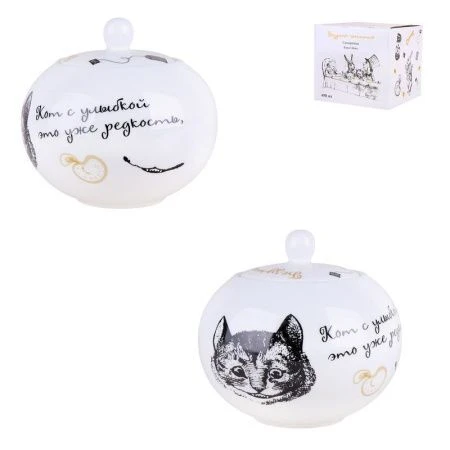 Сахарница 490мл фарфор БЕЗУМНОЕ ЧАЕПИТИЕ подар.уп. NB204S (24)