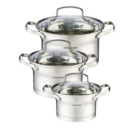 Набор кастрюль 3пр 1,5/2,5/3л нерж.сталь стекл.крышки 16/18/20см 5-ти сл.капс.дно (4)