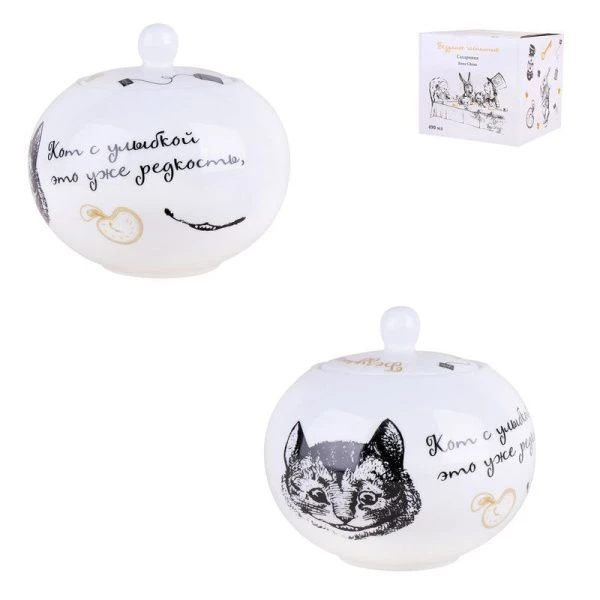 Сахарница 490мл фарфор БЕЗУМНОЕ ЧАЕПИТИЕ подар.уп. NB204S (24)