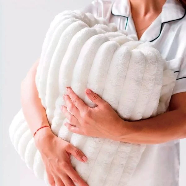 Плед 150*200см велсофт 300GSM полоска 2,5мм белый JC-17906 (12)