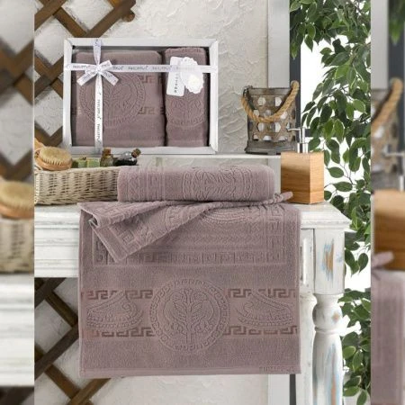 Набор полотенец махровые 2пр 50*90/70*140см жаккард PHILIPPUS PILIUMUNUS брусничный подар.уп. E818