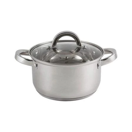 Кастрюля 2,6л нерж.сталь Mediano со стекл.крышкой, нерж.ручки, 3-х сл.капс.дно (8)