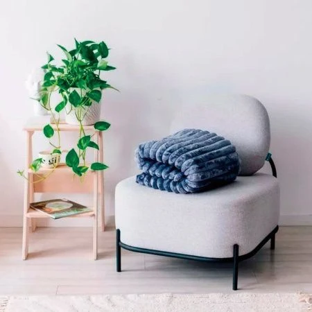 Плед 150*200см велсофт 300GSM полоска 2,5мм синий JC-17910 (12)