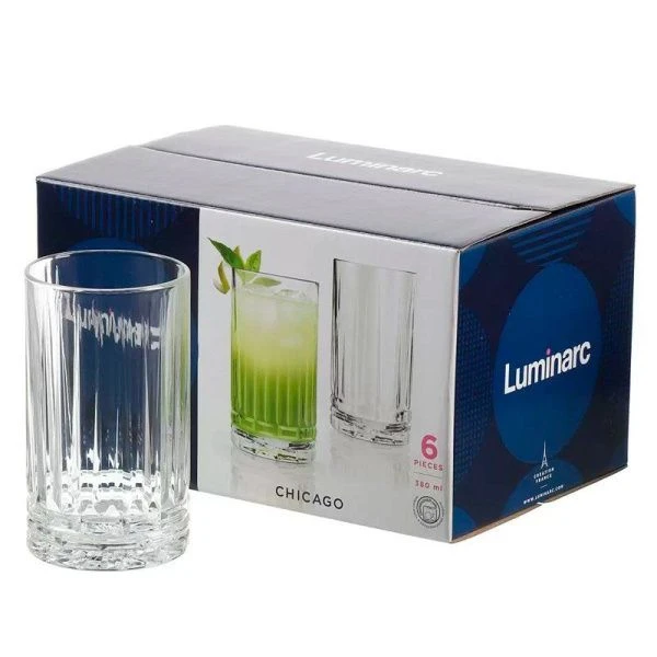 Стаканы набор 6шт 380мл стекло ЧИКАГО высокие (2) Стаканы набор 6шт 380мл стекло ЧИКАГО высокие (2)