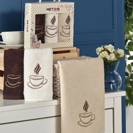 Салфетки кухонные махровые 3шт. 30*50 METEOR VENUS KAHVE подар.уп