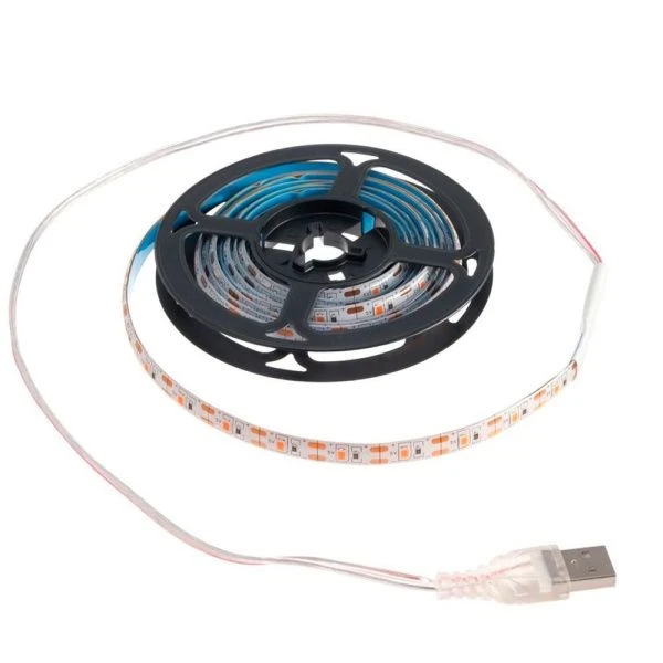 Фитолента светодиодная мультиспектральня 2м,5В,SMD5050, IP65,10.3Вт,60 LED/м, USB Luazon (100)