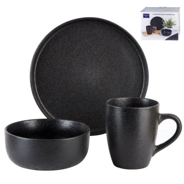 Столовый набор 12пр керамика Black Stone подар.уп. (2)