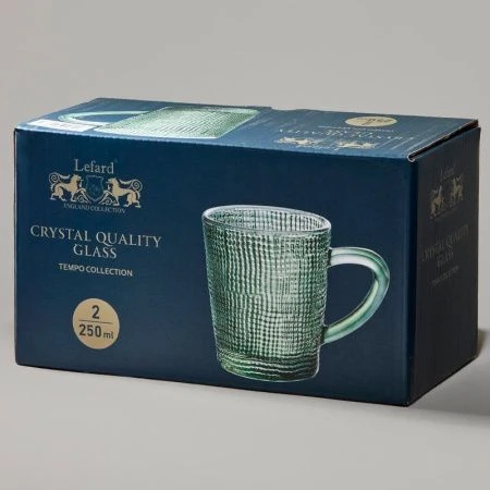 Кружки набор 2пр 250мл стекло TEMPO GREEN (24)