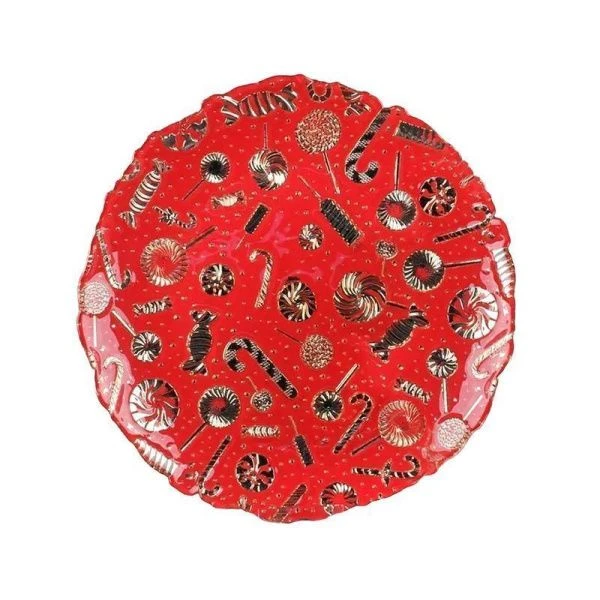 Блюдо стекло 32см Christmas Candy розовое 14865/P (6)