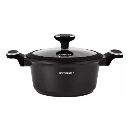 Кастрюля 6,3л литой алюминий со стекл.крышкой 28см черная