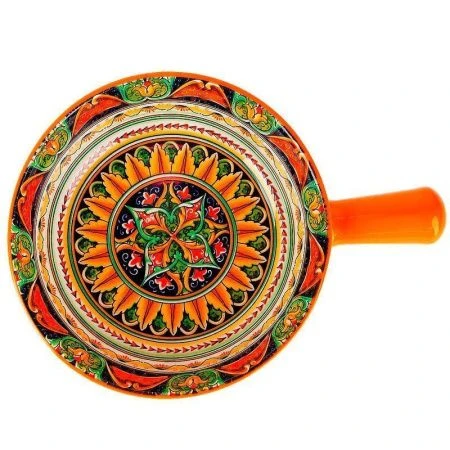 Кокотница с ручкой 22*16см фарфор ARABESQUE оранжевый подар.уп. (36)