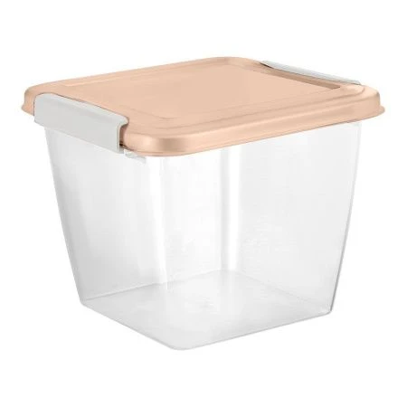 Контейнер пищевой 1л пластик Helsinki с защёлками квадратный персиковая карамель (20)