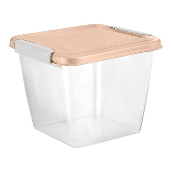 Контейнер пищевой 1л пластик Helsinki с защёлками квадратный персиковая карамель (20)