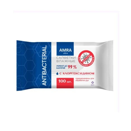 Влажные салфетки AMRA антибактериальные 100шт (8)