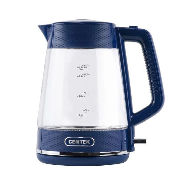 Чайник электрический 1,7л стекло Centek CT-1014 синий 2200Вт , LED-подсветка, STRIX контроллер (6)