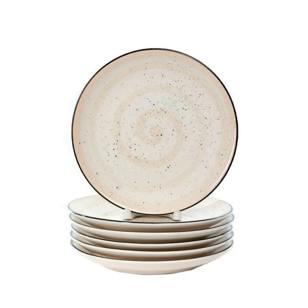 Тарелка мелкая 19см керамика Аэрография КРЕМОВЫЙ БРИЗ десертная (6/48)
