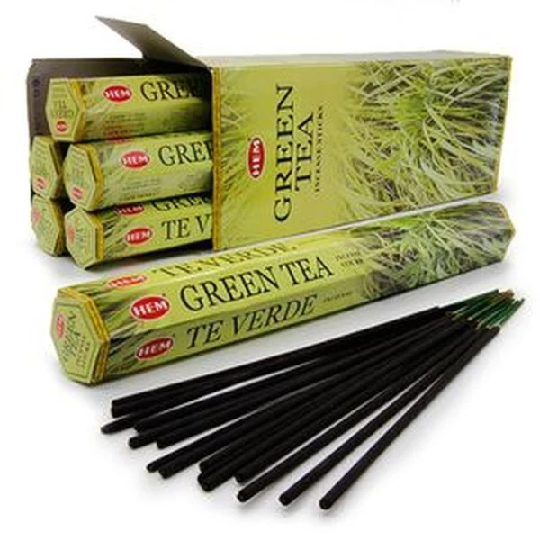 Благовония шестигранник 20 палочек HEM Green Tea Зелёный чай 186GRT (6)