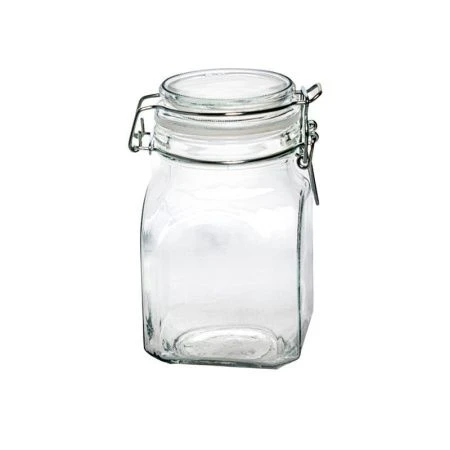 Банка для сыпучих продуктов 250мл стекло квадратная с фиксатором JC-15970 (72)