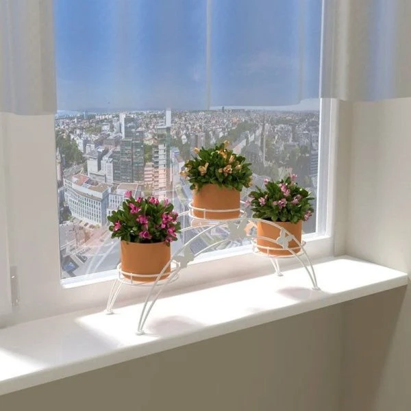 Подставка для цветов 500*150*220мм металл АРКА 3 белая (1)