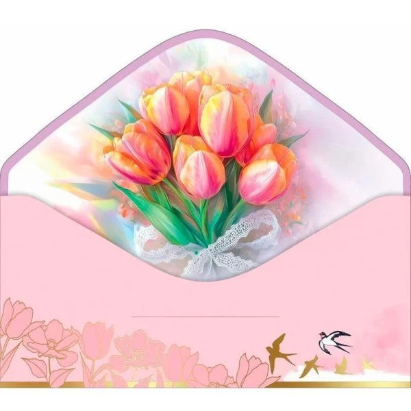 Конверт для денег 16,8*8,4см 8 Марта (10)