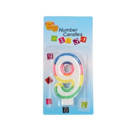 Свеча в торт парафин Цифра 9 KL-1 (12/900)