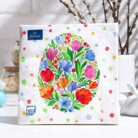 Салфетки бумажные Art Bouquet 20шт 3-х слойные 33*33 Пасхальное яйцо (12)