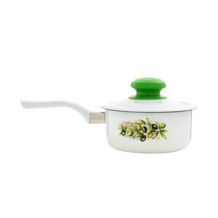 Ковш 600мл эмаль ОЛИВЫ ТОСКАНЫ с крышкой (6)