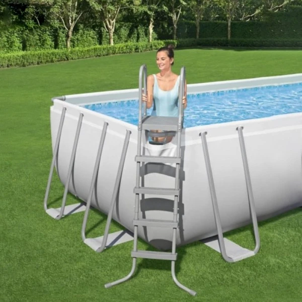 Бассейн каркасный прямоугольный ПВХ Power Steel 640*274*132см 19281л+фильтр-насос, лестница, тент