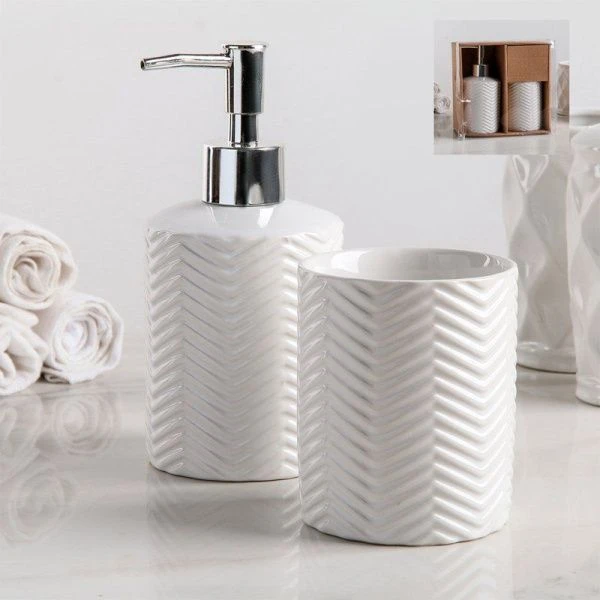 Набор для ванной "Минимал", 2 предмета (дозатор для мыла, стакан), цвет белый   4439046