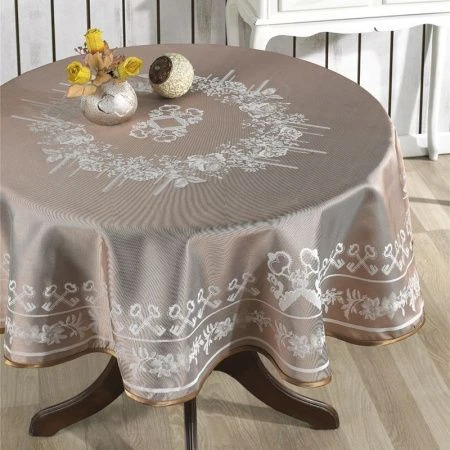 Скатерть 160см жаккард Karna ZUMRUT (Кофейный)