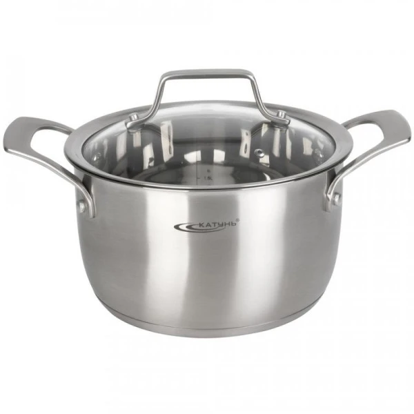 Кастрюля 1,8л нерж.сталь ГАЛАТЕЯ мет.крышка d16см индукция KT04-D-16м KT10-D-16 (8)