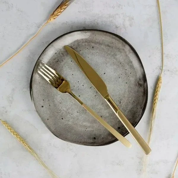 Тарелка мелкая 20см керамика STONE десертная серая DMD042 (12)