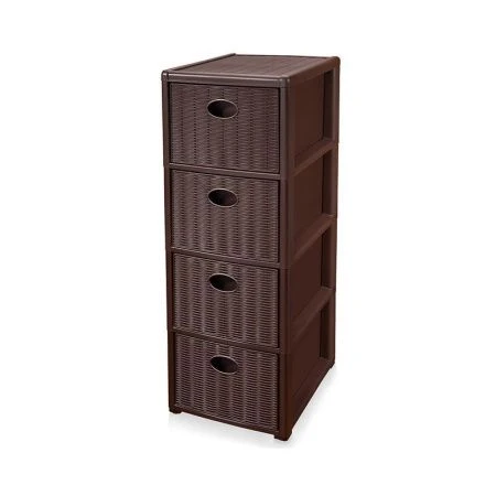 Комод 4-х секционный 38,5*29*80,5см пластик ЭЛЕГАНС Мини коричневый (1)